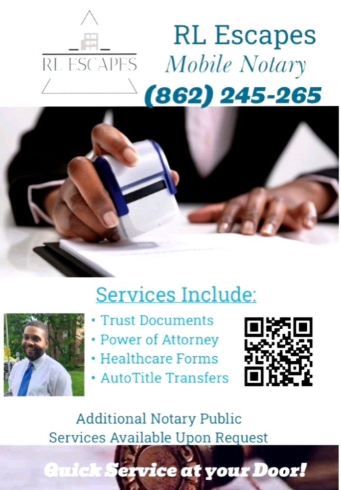 RL ESCAPES MOBILE NOTARY SERVICES Updated July 2024 East Orange