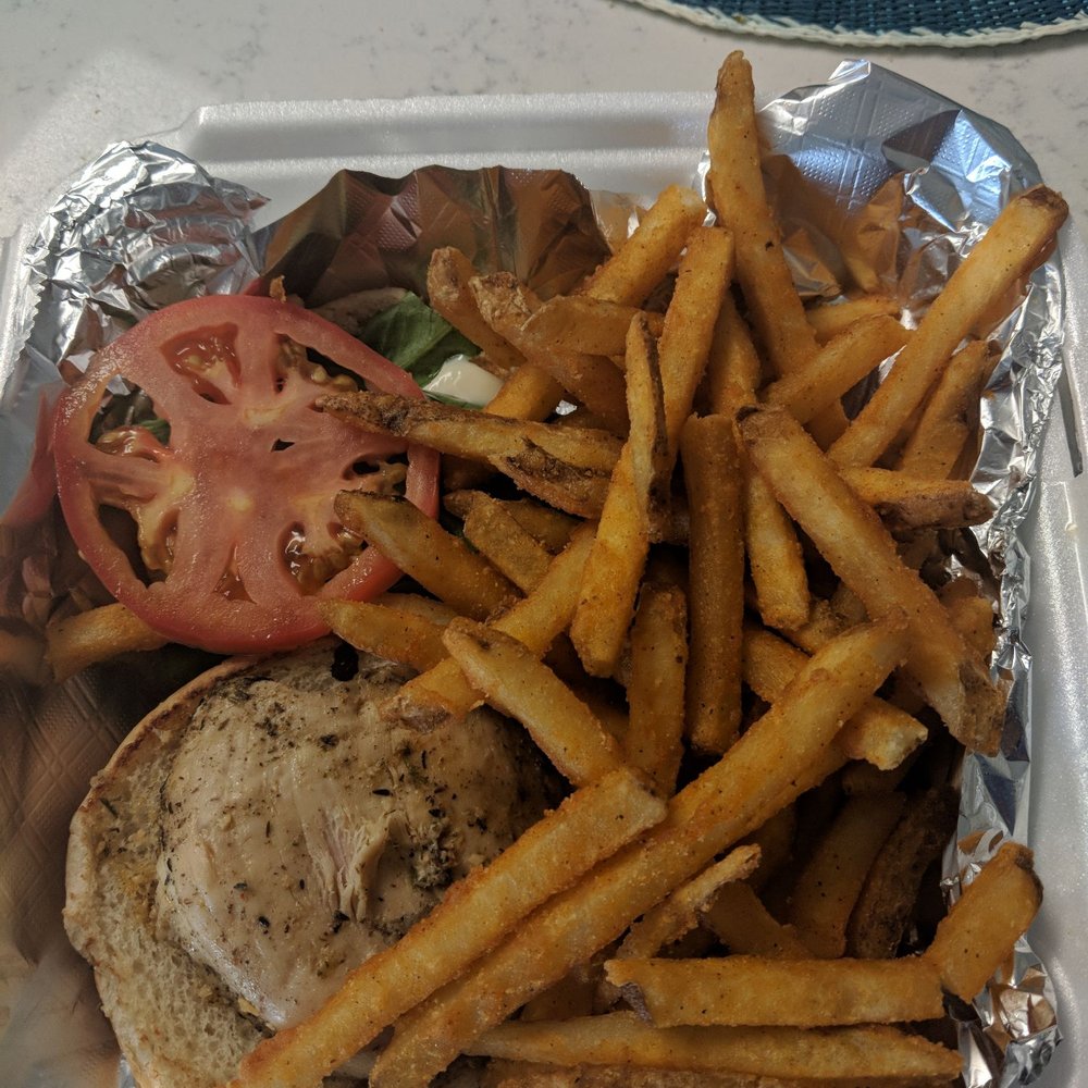 The Flaming Delight Cafe - Grilled chicken sandwich with a big ole heaping of tasty fries - Food Trucks Near Me The Flaming Delight Cafe - Grilled chicken sandwich with a big ole heaping of tasty fries - Food Trucks Near Me