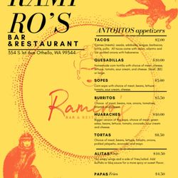 Ramiro’s Bar & Restaurant - Food Menu
