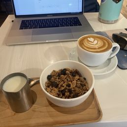 Blueberry granola and cappuccino Blueberry granola and cappuccino