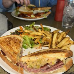 Railroad Station Bar and Grill - Amazing Rueben sandwich, comes with fries and salad.