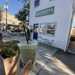 Ice matcha with lavender and oat milk Ice matcha with lavender and oat milk