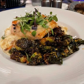 Cappy's Restaurant - Salmon, lobster mashed potatoes, and grilled brussels sprouts - New American Near Me - San Antonio, Texas Cappy's Restaurant - Salmon, lobster mashed potatoes, and grilled brussels sprouts - New American Near Me - San Antonio, Texas
