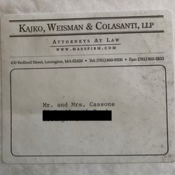 Kajko, Weisman & Colasanti, LLP - This is what we received in the mail after AnnMarie helped us purchase our house.  We're a gay couple. This is appalling.