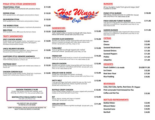 Menu photo 5 Hot Wings Cafe Pasadena, CA