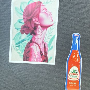 Frances - The two stickers I received from the vending machine - Women's Clothing Near Me - Phoenix, Arizona
