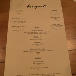 Bouquet - Menu