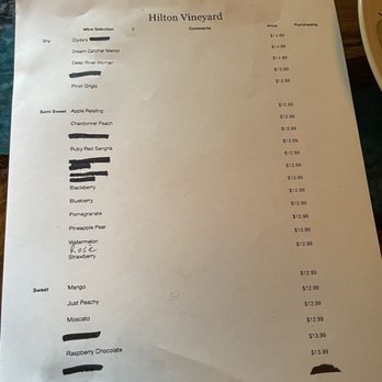 Hilton Vineyards - Menu - Wine Bars Near Me - Monroe, North Carolina
