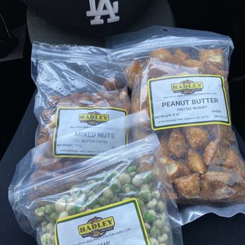 Hadley Fruit Orchards - The trifecta. Peanut butter pretzels, wasabi peas and butter toffee mixed nuts - Fruits & Veggies Near Me - Cabazon, California Hadley Fruit Orchards - The trifecta. Peanut butter pretzels, wasabi peas and butter toffee mixed nuts - Fruits & Veggies Near Me - Cabazon, California