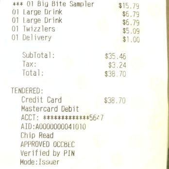 AMC Legends 14 - Our receipt showing what we ordered and never received. - Cinema Near Me - Kansas City, Kansas AMC Legends 14 - Our receipt showing what we ordered and never received. - Cinema Near Me - Kansas City, Kansas