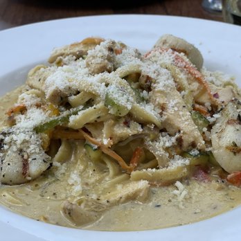 Bluebird Cafe & Grill - Chicken, creamy miso linguini with scallops! - Italian Near Me - Orangeville, Ontario