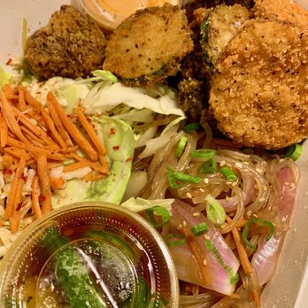 Bae Bae's Kitchen - Glass noodles with vegetable tempura and soy garlic cucumbers - Korean Near Me - Pittsburgh, Pennsylvania Bae Bae's Kitchen - Glass noodles with vegetable tempura and soy garlic cucumbers - Korean Near Me - Pittsburgh, Pennsylvania