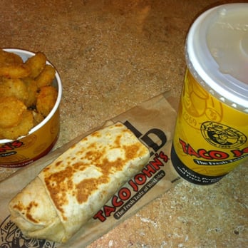 Taco John's - Grilled Beef Burrito combo (#6) with large Potato Ole's and a soft drink. - Mexican Near Me - Cody, Wyoming