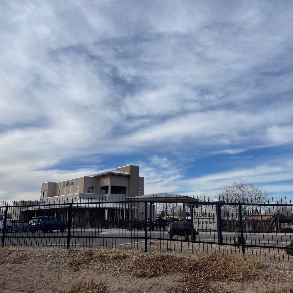 FARMesilla - Parking area overlooking the outdoor patio and FARMesilla - Farmers Market Near Me - Mesilla, New Mexico