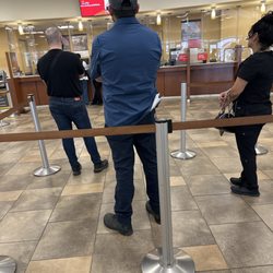 Wells Fargo Bank - 9 people inline and one teller