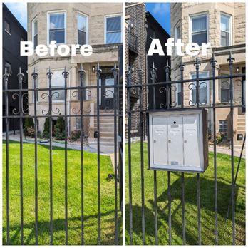 Chicago Locksmiths - Mail boxes assembly welded and install on a building metal fence, Chicago Locksmiths install - Security Systems Near Me - Chicago, Illinois