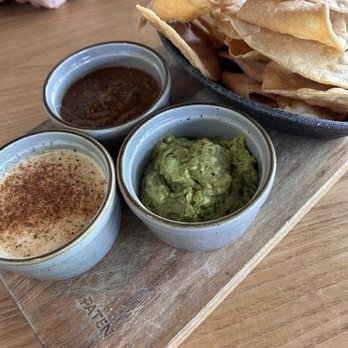 The Funky Taco - Chips and Dip (Beer Cheese dip, guacamole & salsa) with very fresh, crispy homemade tortilla chips. - Tacos Near Me - Boise, Idaho
