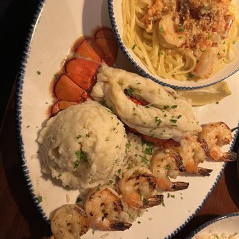 Red Lobster - a plate of food with shrimp and pasta - Seafood Near Me - Miamisburg, Ohio Red Lobster - a plate of food with shrimp and pasta - Seafood Near Me - Miamisburg, Ohio