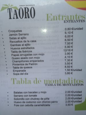 Menu photo 2 Taoro Puerto de la Cruz, TF