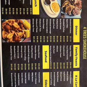4 Trees Smokehouse - Menu front. - Barbeque Near Me - Middleburg, Florida 4 Trees Smokehouse - Menu front. - Barbeque Near Me - Middleburg, Florida