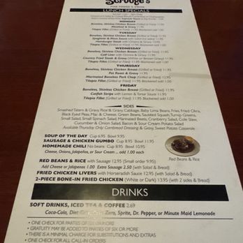 Scrooges - menu - American Near Me - Jackson, Mississippi