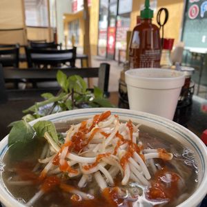 Photo of Pho 45 - Garden Grove, CA, United States. Pho Tai Nam Sach + Vietnamese Coffee (hot)