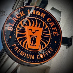 Black Lion Cafe - Logo above the front entrance