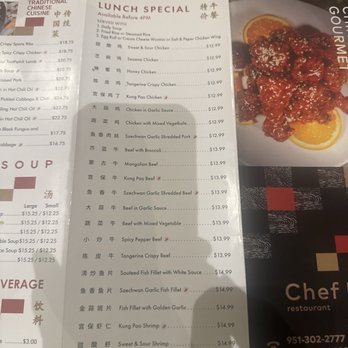 Chef K - Menu - Chinese Near Me - Temecula, California