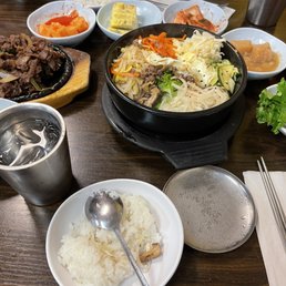 a table full of asian food