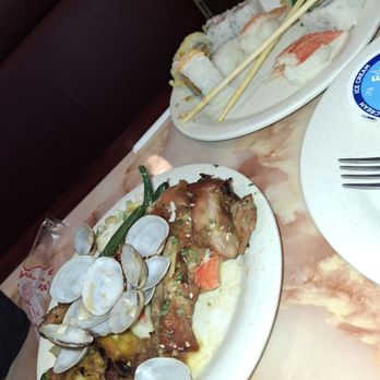 Royal Grill & Buffet - On the left a plate I designated as contaminated, the right the sushi - Buffets Near Me - Lafayette, Indiana