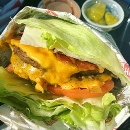 Double Charburger with bacon and lettuce wrapped! So good!!