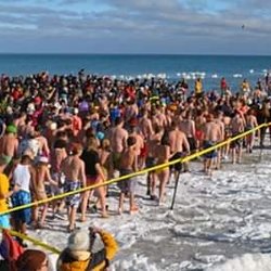Polar Bear Plunge - Waiting to plunge into freezing water.