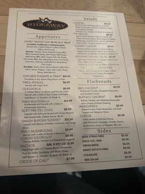 Menu photo 1 The Hideaway Pub & Grill Cromwell, CT Menu photo 1 The Hideaway Pub & Grill Cromwell, CT