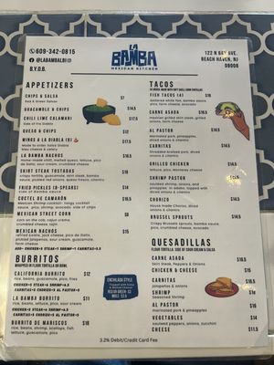 Menu photo 2 La Bamba Mexican Kitchen Beach Haven, NJ Menu photo 2 La Bamba Mexican Kitchen Beach Haven, NJ