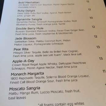 Peohe's - Partial cocktail menu. 6/11/16 - Seafood Near Me - Coronado, California