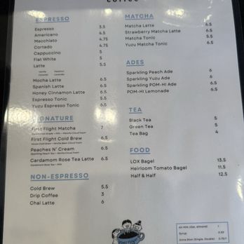 First Flight Coffee - Menu.(sorry a bit not clear) - Coffee & Tea Near Me - Torrance, California First Flight Coffee - Menu.(sorry a bit not clear) - Coffee & Tea Near Me - Torrance, California