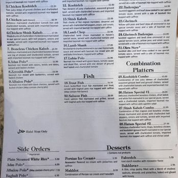 Hatam Restaurant - Current Menu 09/2023 Lunch Special Mon-Fri only - Persian/Iranian Near Me - Anaheim, California