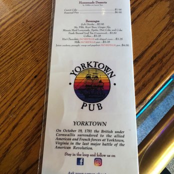 Yorktown Pub - The front of the menu - Pubs Near Me - Yorktown, Virginia Yorktown Pub - The front of the menu - Pubs Near Me - Yorktown, Virginia