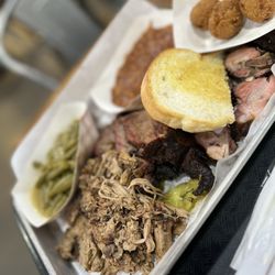 Ray's Real Pit BBQ Shack - 3 Meat Plate (Pulled Pork, Brisket & Rib Tips) - yum!