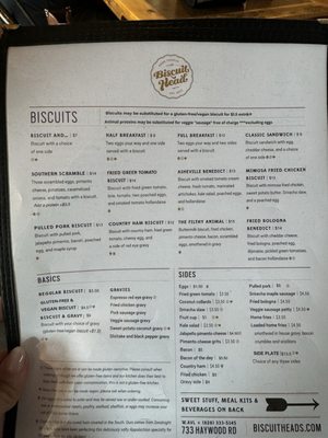 Menu photo 8 Biscuit Head Asheville, NC