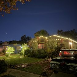 Stars Holiday Lighting - Warm white roofline, & tree lights installed by Stars Holiday Lighting in Los Angeles, CA