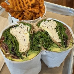 Green goddess with Sweet Potato Fries