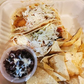 Rubio's Coastal Grill - Original Fish plate. Don't be fooled by cheese looking melted. Beans are cold too. - Mexican Near Me - Orange, California Rubio's Coastal Grill - Original Fish plate. Don't be fooled by cheese looking melted. Beans are cold too. - Mexican Near Me - Orange, California