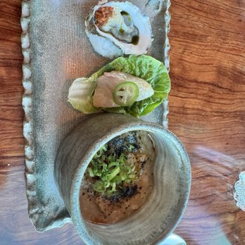 Sierra Mar - Oyster, crudo, and abalone porridge - New American Near Me - Big Sur, California Sierra Mar - Oyster, crudo, and abalone porridge - New American Near Me - Big Sur, California