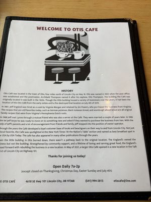 Menu photo 1 Otis Cafe Lincoln City, OR Menu photo 1 Otis Cafe Lincoln City, OR