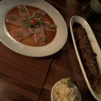 Robata JINYA - 3rd St. - yellowtail jalapeno sashimi, albacore crispy onion sashimi - Japanese Near Me - Los Angeles, California