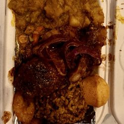 Cool Runnings Food Truck - Jerk chicken plate with curried potatoes and rice and beans