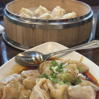 Juicy Dumpling Factory - Spicy pork dumplings (bottom) juicy dumplings (top) - Chinese Near Me - Cypress, California