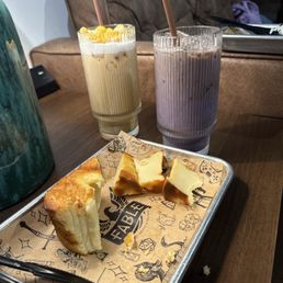 Flann cake. Purple moon late  and Lordes cold foam