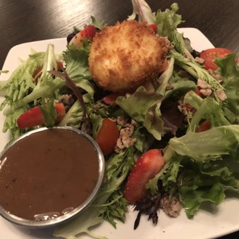 Stripers Waterside - Field green salad with strawberry, tomato, candied nuts and fried goat cheese. Nom. - Seafood Near Me - Norfolk, Virginia Stripers Waterside - Field green salad with strawberry, tomato, candied nuts and fried goat cheese. Nom. - Seafood Near Me - Norfolk, Virginia